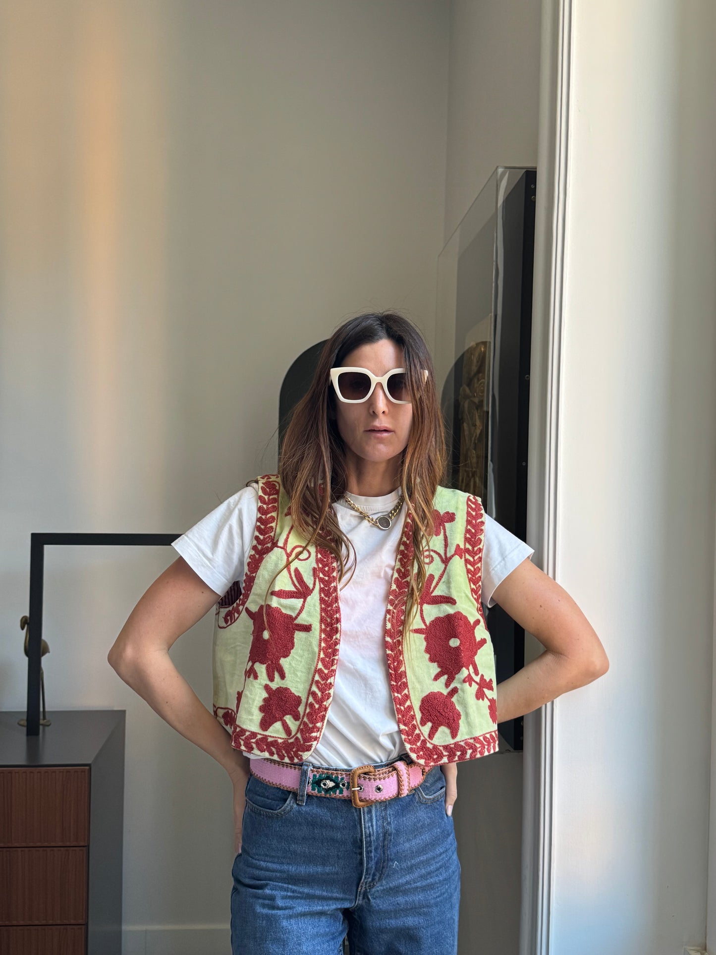 Gilet Meena Suzani indiano