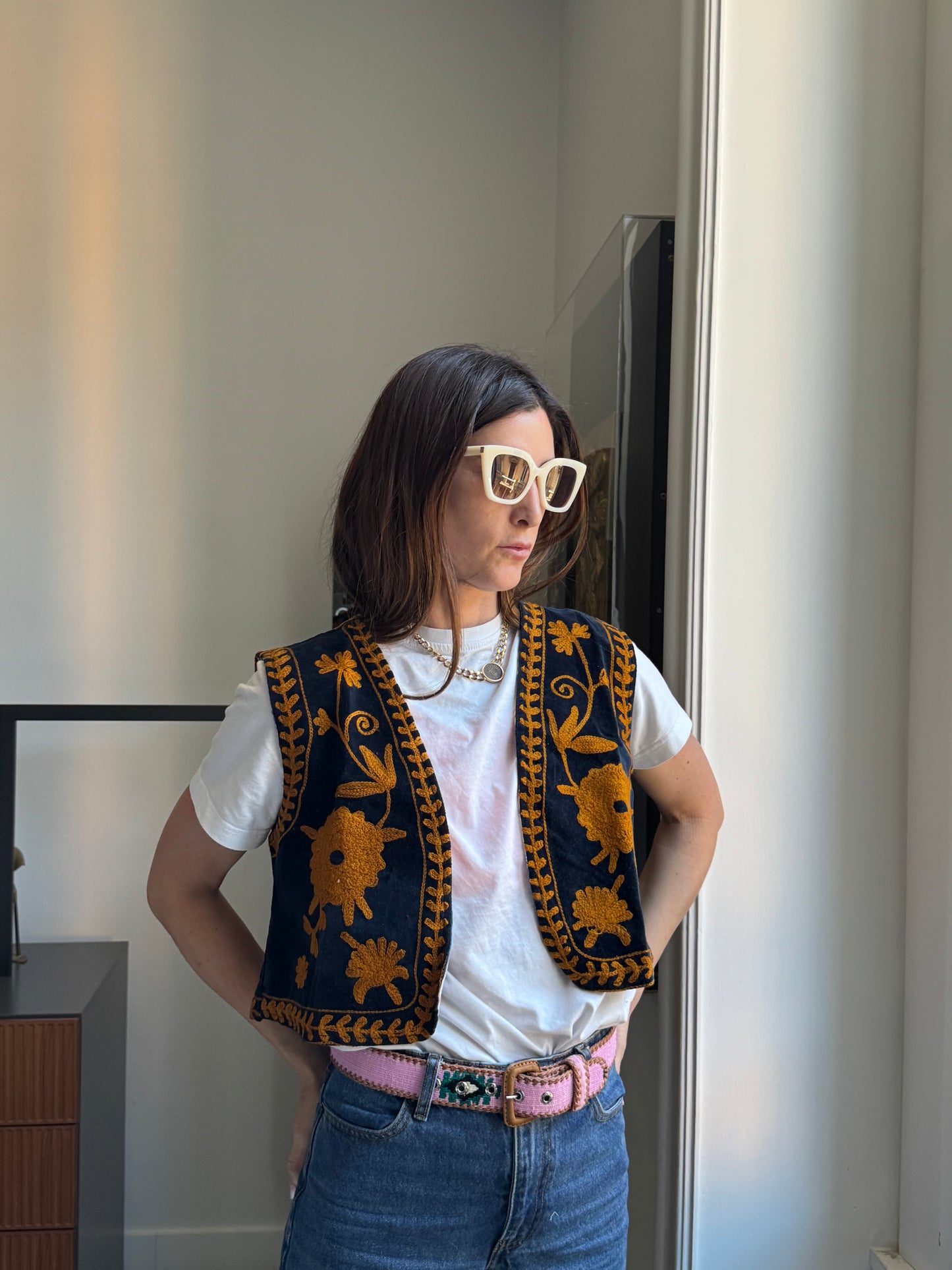 Gilet Meena Suzani indiano