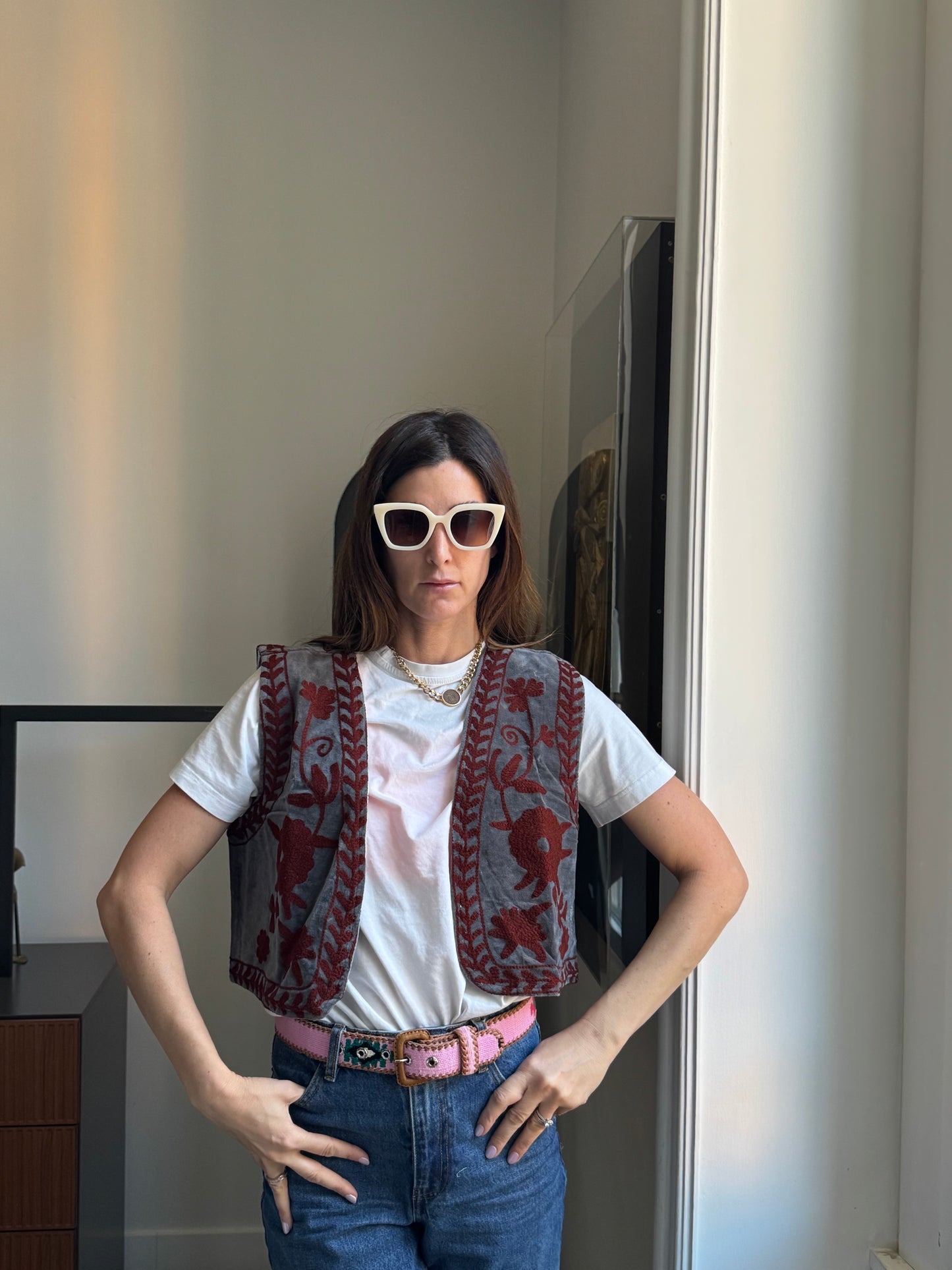 Gilet Meena Suzani indiano