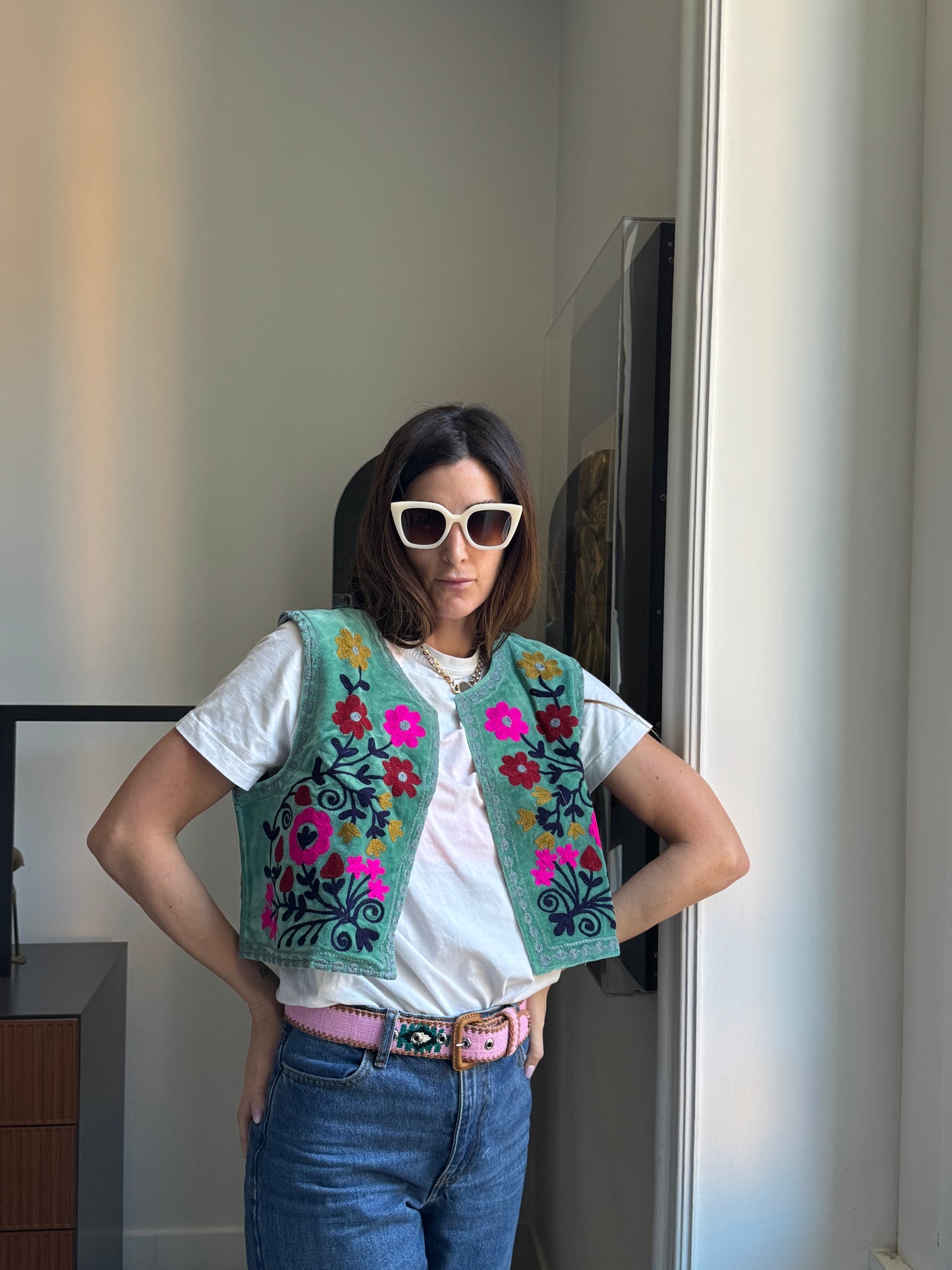 Gilet Meena Suzani indiano