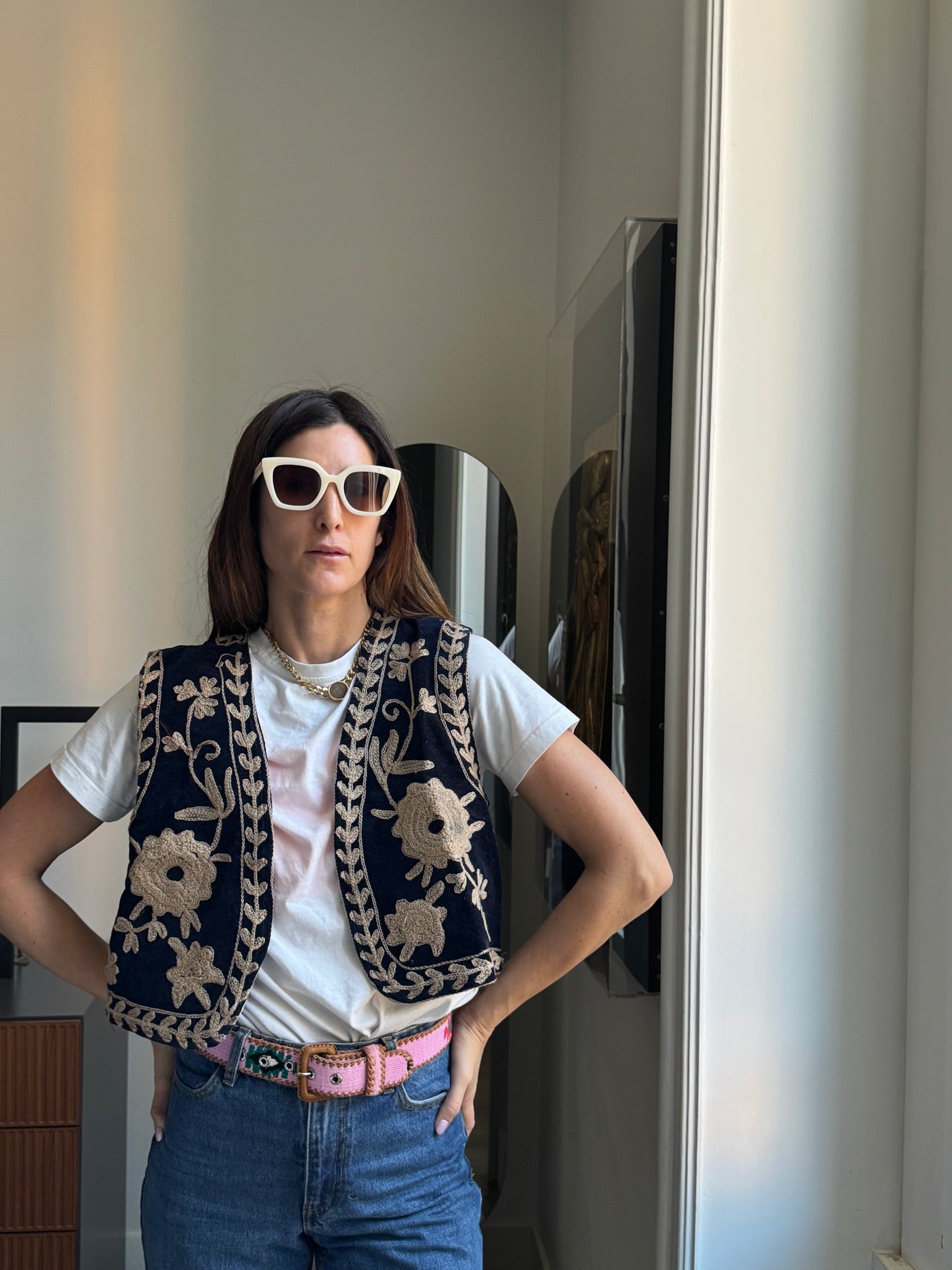 Gilet Meena Suzani indiano