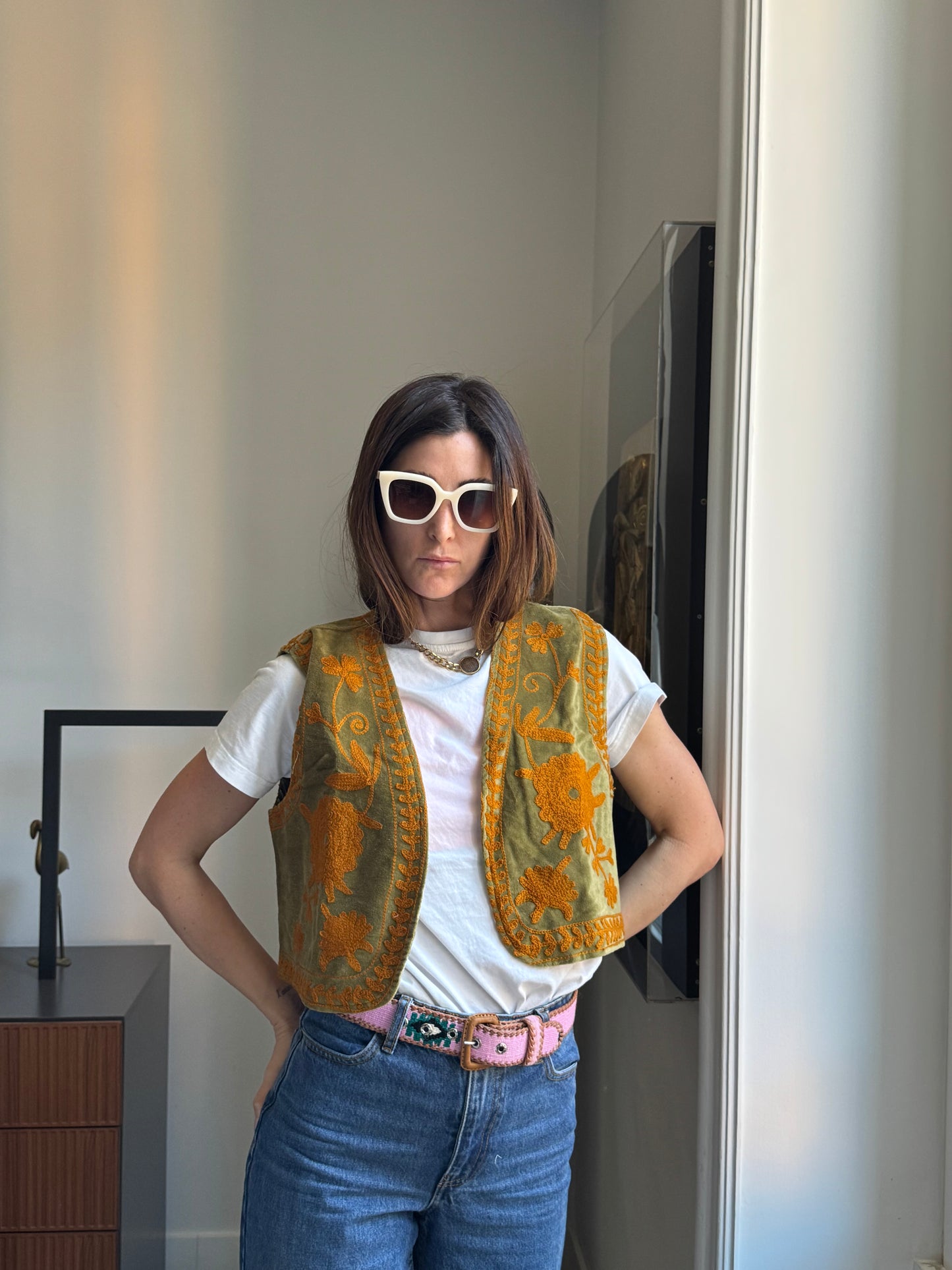 Gilet Meena Suzani indiano