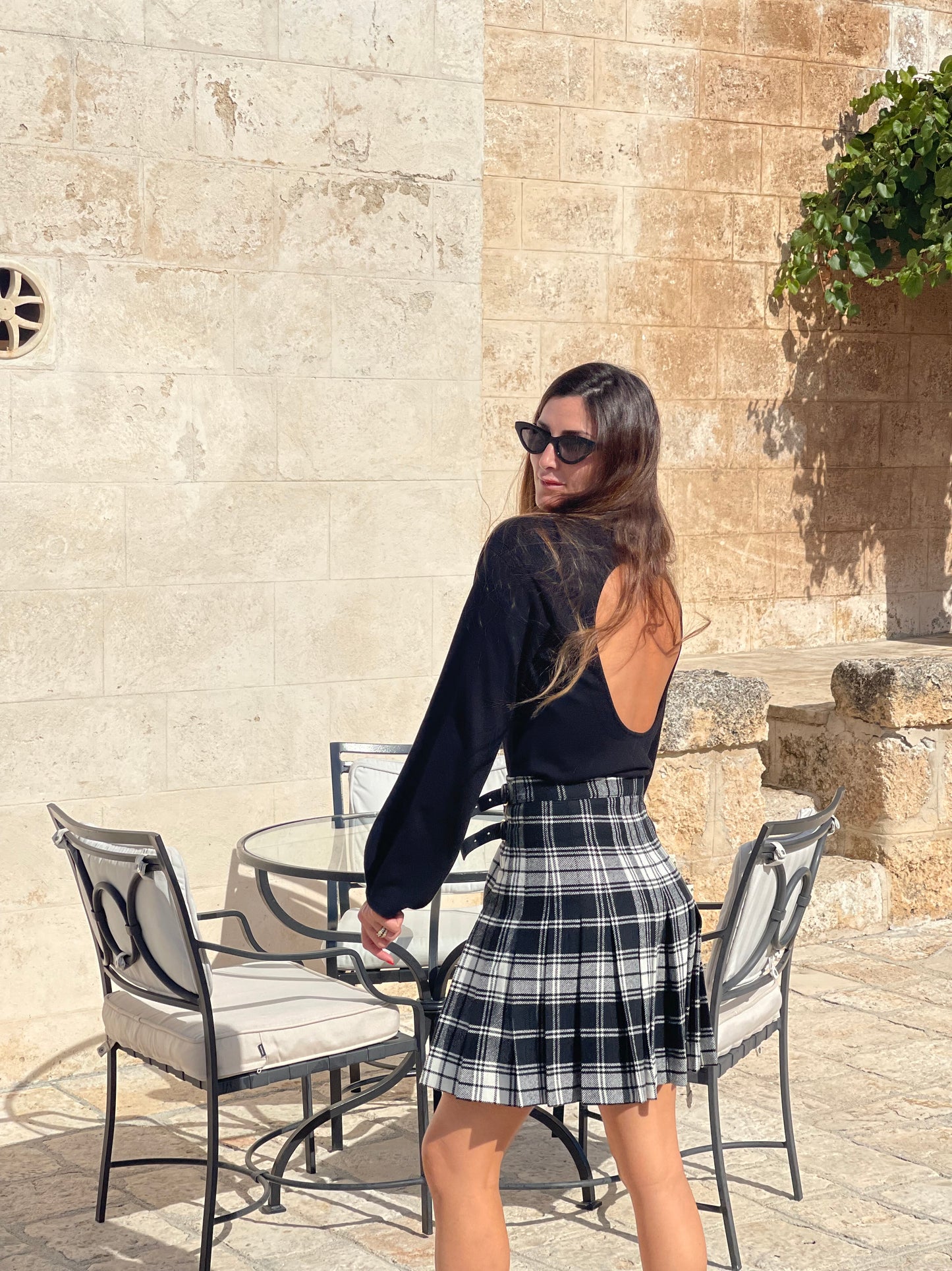 Kilt corto bianco e nero
